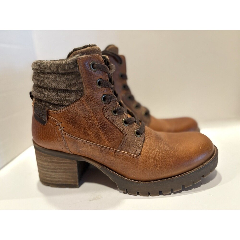 Bullboxer Carmen Combat Boots Booties Shoes Womens Size 8 Brown Leather Lace Up